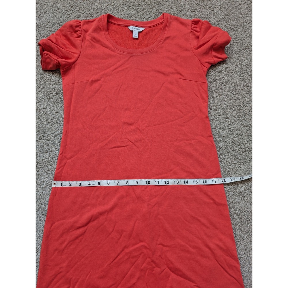 Nine West Dress Womens XS Coral Orange Short Puff Sleeve French Terry Knit Shift - Picture 7 of 12